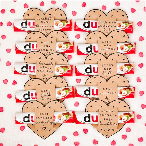 Geschenkidee zum Valentinstag, Herzen Duplo Banderole: Druckvorlage PDF