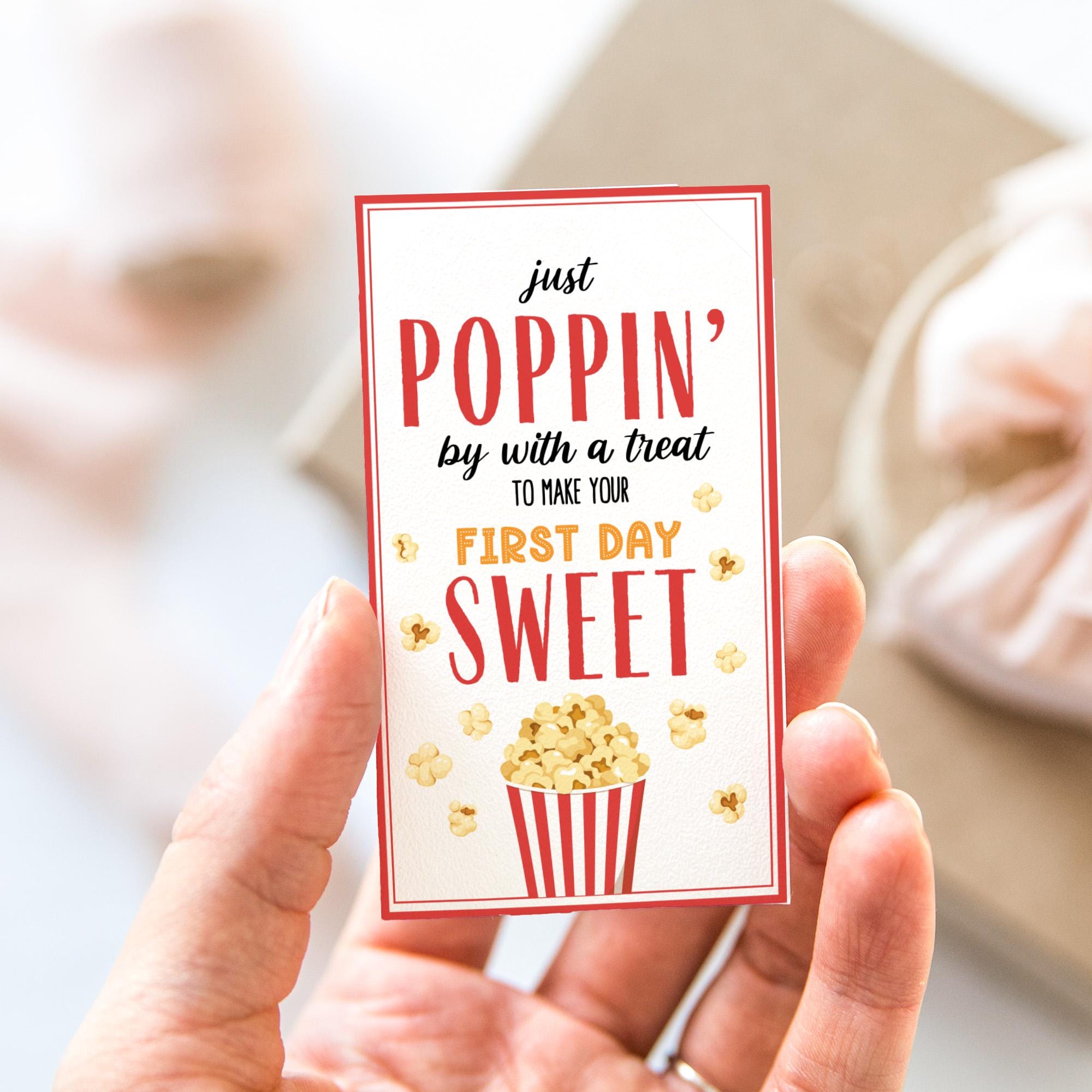 First Day of School Popcorn Tag, Welcome Back Teacher Staff Gift Label, Poppin By Appreciation Instant Digital Download Template T150