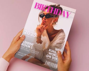Personalized Birthday Magazine Template, Birthday Magazine for Best Friend, Customizable Magazine, Birthday Magazine Cover Digital Template
