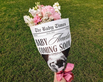 Baby Announcement Newspaper, Large Newspaper Pregnancy Announcement, Newspaper Baby Shower, Baby News, Canva Template, Instant Download | B1