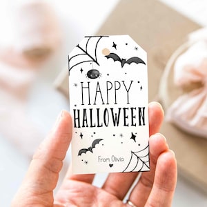 Printable Happy Halloween Gift Tag, Personalized Ghost Treat Tag, Trick Or Treat Favor Favor Bag Tag, Editable Halloween Treat Tag T52