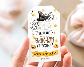 Etiqueta fabulosa para maestros, etiquetas de regalo de Halloween, etiquetas imprimibles y editables, regalo de agradecimiento, etiqueta de Halloween para maestros / T71