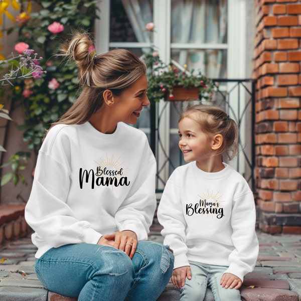 Mommy and me outfits, Momma sweatshirt, Mommy and me sweaters, Mom baby outfit, Matching outfits, Blessed Mama, Mothersday gift, Mothersday