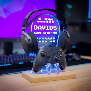 Station de jeu rétro - USB couleur changeante - Jeux rétro - Cadeau pour joueur - Support pour casque - Cadeau pour la Saint-Valentin - Cadeau pour la fête des pères