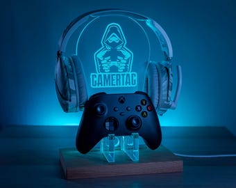 Headphone Stand Controller Holder - Personalised Hooded Gamer Design,  Gamer Gift Idea, Gaming Station, Gamer, Valentine Gift For Him