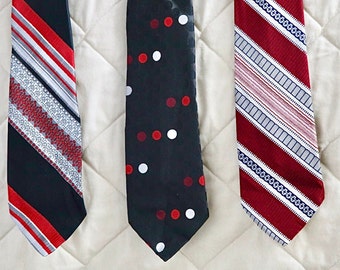 Vintage 70's-80's Neckties/Retro Men's Neckties/Men's Vintage Fashion/Men's Wide Neckties