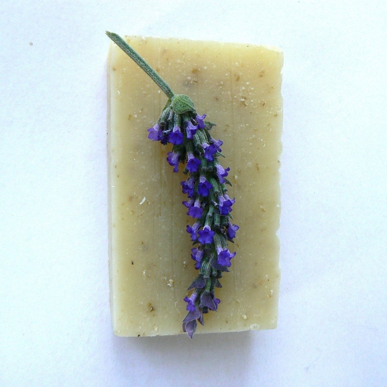 Lavender Oatmeal Soap Vegan Cold processed 5 oz bar image 4