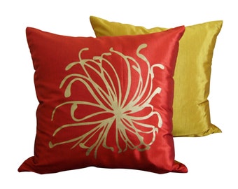 Red and gold silk pillow cover SALE