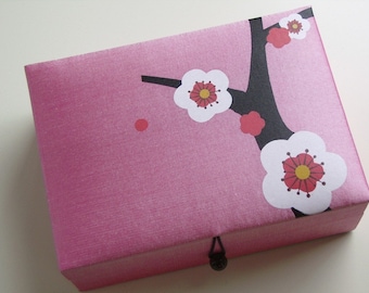 Light pink Cherry blossoms jewelry box, large