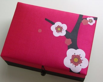 Pink Cherry blossoms jewelry box, large