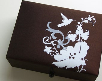 Brown bird jewelry box, large