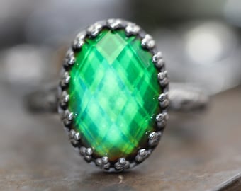 Mood Ring * Solid Sterling Silver * Faceted Stone *Color Changing * Any Size