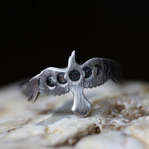 Raafring* Maanfase * Massief sterlingzilver * Bloemenband volle maan * Elke maat