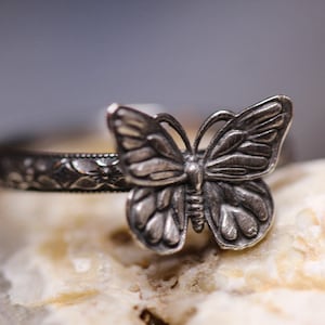 Butterfly Ring * Monarch Ring * Solid Sterling Silver * Stacking Band * Symbol of Hope*  Any Size