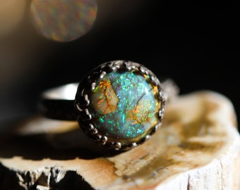 Monarch Opal  Ring Night* Full Harvest MOON* 10mm OPAL ring *  AnY size
