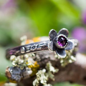 Anello in argento 925 con fiore di magnolia: gioielli con fiori selvatici 3D - Italia