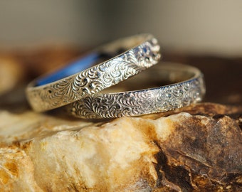 Stacking Silver Ring * Solid Sterling Silver* Stackable * Swirly Peacock Pattern * Any Size* ONE Single Ring