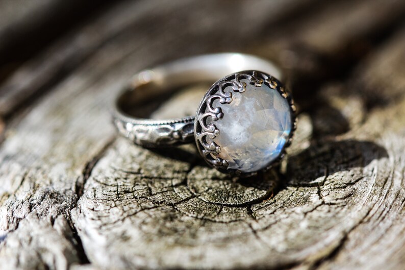 Moonstone Ring Sterling Silver Hippie Hippy Chick 10mm Etsy