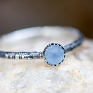 Aquamarine  Ring * Sterling Silver Minimalist Stacker * 4mm Stone * March Birthstone * Any Size