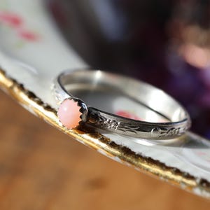 Pink Opal Stapelring * Massives Sterling Silber * Frühling Rosa * Jeder Größe