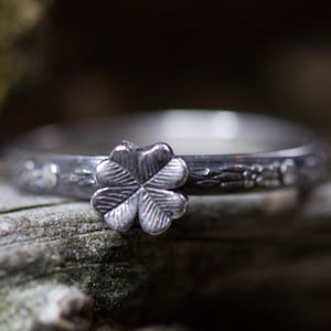 Clover Ring * Four Leaf Clover * Good Luck Charm * Solid Sterling Silver * Stacking Silver Ring * Any Size