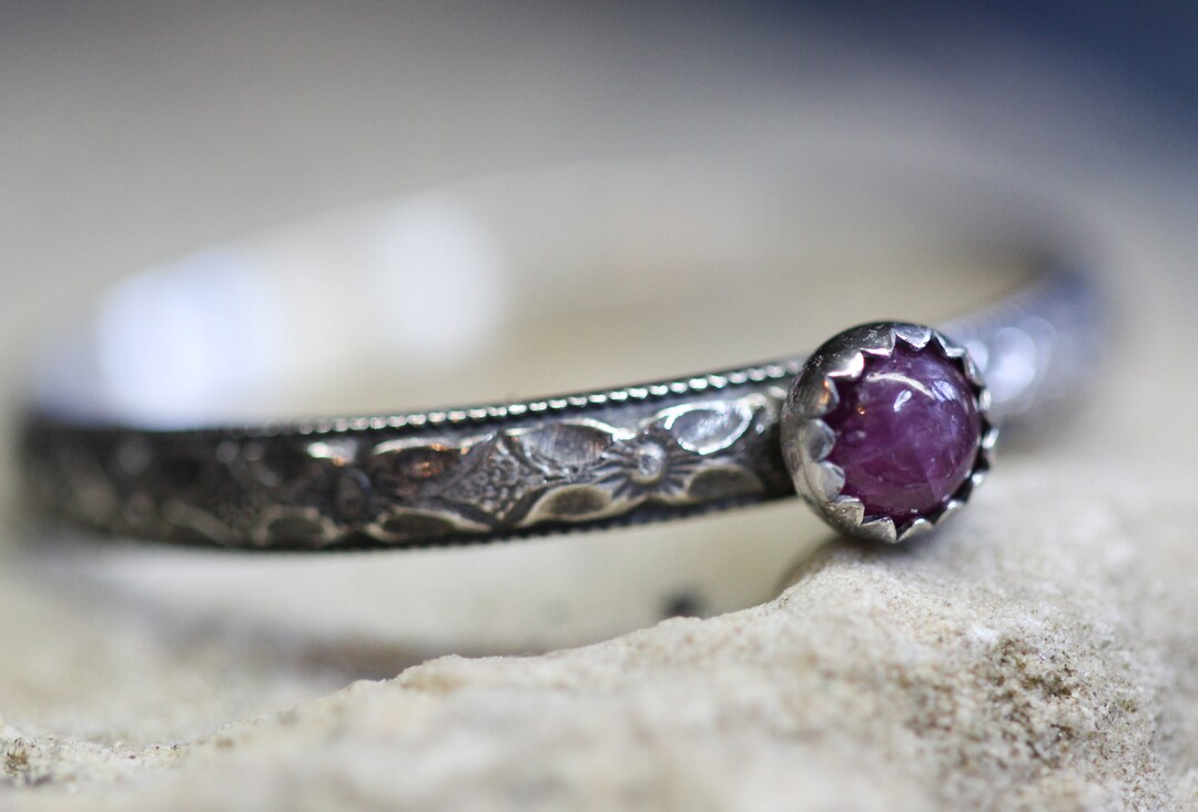 Ruby Ring * Solid Sterling Silver *genuine Stone * Minimalist Stacker ...