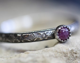 Rubin Ring * Massiv Silber * Echter Stein * Minimalist Stacker * Jede Größe