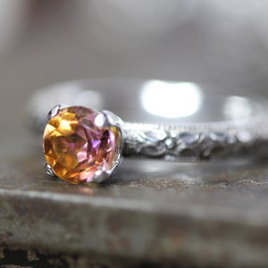 Cotton Candy Sunset November TOPAZ ring in SOLID  sterling silver 6mm November Birthstone any size