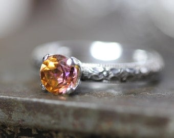 TOPAZ ring, Cotton Candy Sunset Topaz, Solid Sterling Silver,  November birthstone, Any Size