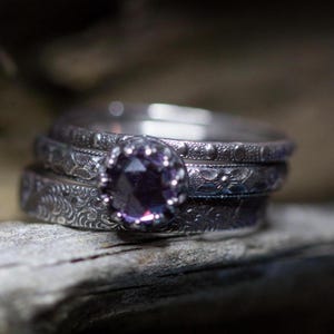 ALEXANDRITE ring * SOLID sterling silver * SET of 3 *Any Size
