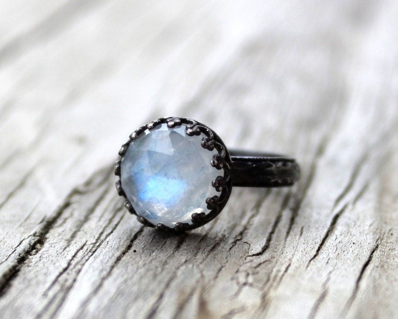 Moonstone Ring Sterling Silver Hippie Hippy Chick 10mm Etsy