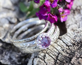 ALEXANDRITE ring * SOLID sterling silver * SET of 3 *Any Size * June Birthstone