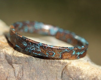 Copper Ring * Solid Copper* Patina Leaf Pattern * Any Size* Rustic Copper Ring