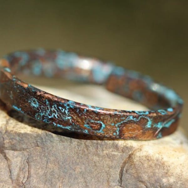 Copper Ring * Solid Copper* Patina Leaf Pattern * Any Size* Rustic Copper Ring