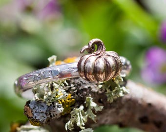 Pumpkin Ring* Solid Sterling Silver * Bronze Pumpkin * Fall Jewelry * Autumn Vibes * Any Size