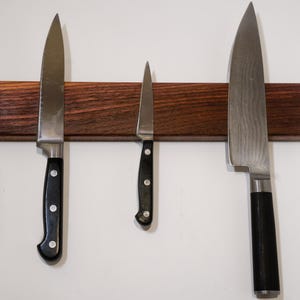 Hardwood Knife Magnet | Food-Safe Finish, Strong Magnetic Hold, Quality Woodworking | Artisan Kitchen Decor & Storage