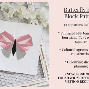 Butterfly FPP Quilt Block PDF Pattern - 4 Block Sizes - Etsy