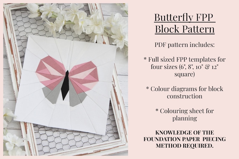 Butterfly FPP Quilt Block PDF Pattern - 4 Block Sizes - Etsy