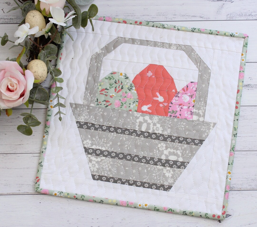 quilted easter bucket lavender stripe