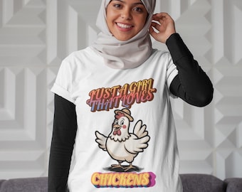 Huhn Liebhaber-Grafik-T-Stück, niedliches Bauernhoftier-Shirt, lustiges Huhn-Lady-Top, nur ein Mädchen, das Hühner liebt, Geschenk für Vogel-Enthusiasten,
