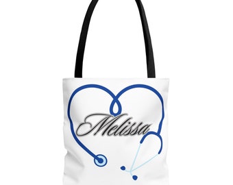 Personalized Nurse Tote Bag, Stethoscope Heart, Graduation Gift