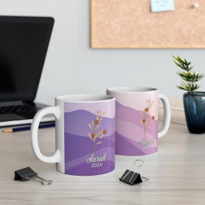 Birth Flower Coffee Mug: Personalized Floral Ceramic Mug, 11oz