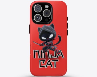 Coque de portable résistante Ninja Cat, motif chat, cadeau protecteur