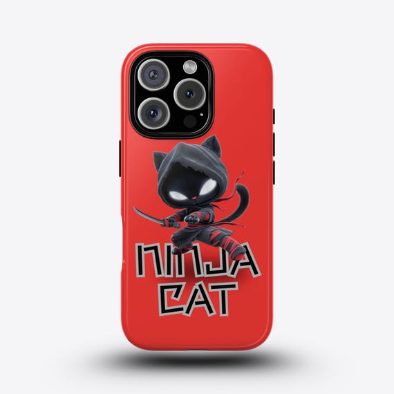 Ninja Cat Tough Phone Case, Cat Design, Protector Gift Ninja Cat Tough Phone Case, Cat Design, Protector Gift