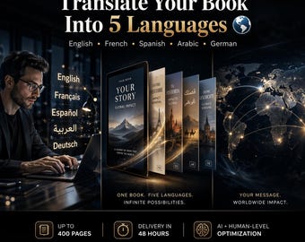 Servicio de traducción de libros electrónicos con IA premium: inglés, francés, español y árabe | Estilo y público objetivo avanzados para másteres en Derecho (LLM)