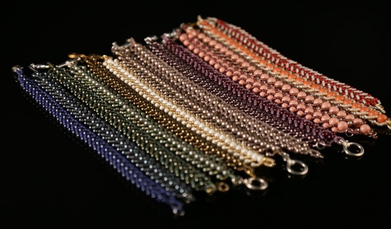 Lavender Swarovski Pearls and Delica Flat Spiral Bracelet image 3