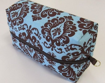 Make-up bag, cosmetic bag, clutch, Damask print make-up bag