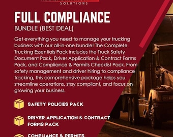 Full Compliance Pack | Safety Policies, Driver Application and Contract Forms, Compliance & Permits Checklist - BEST DEAL!