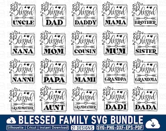 Blessed Family SVG Bundle, Blessed Family, Blessed Family Bundle, Mom Bundle, Digital Download, Family SVG Bundle, Cuttings Files, Cricut