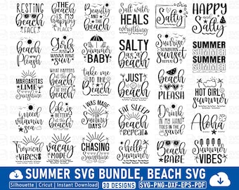 Summer Svg Bundle, Beach SVG, Beach Life SVG, Beach Babe Svg, Summer Quote, Cricut Cut Files, Retro Summer Svg Bundle, Summer Bundle, Summer